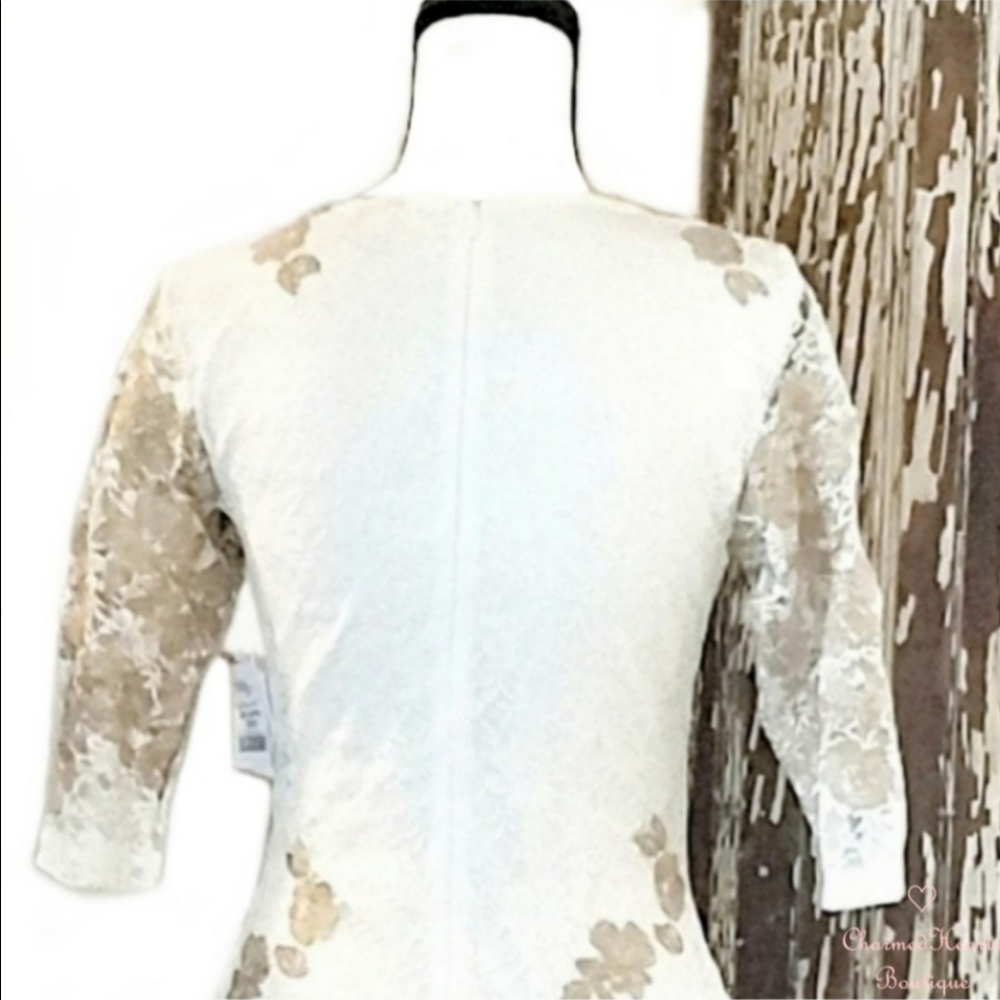 Olivia Matthews Lace Cocktail Dress White Size 4P - Picture 7 of 12